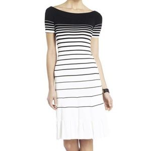BCBGMAXAZRIA Black White Agnese Gradient Stripe Cocktail Dress XS